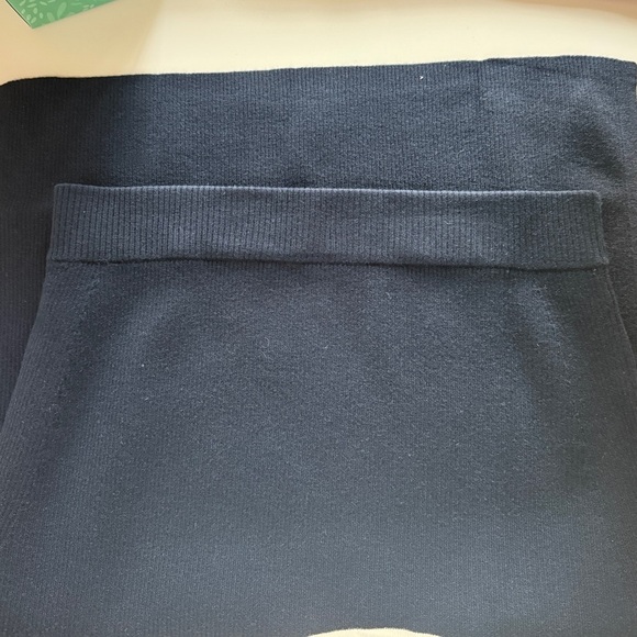 AYR Midi Pencil Skirt Navy Ribbed Sweater with Side Slits Pull On Stretch Large - Picture 5 of 10